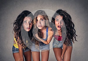 Three shocked girls