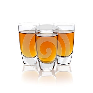 Three shots with drink isolated