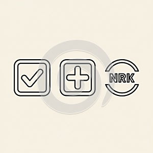 Three simple line icons are displayed on a light background. The first icon features a