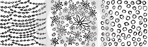 Three simple vector grunge black and white patterns