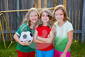 Three sister girls friends soccer football winner players