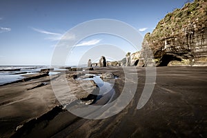 Three Sisters beach in the Taranaki Region of the New Zealand