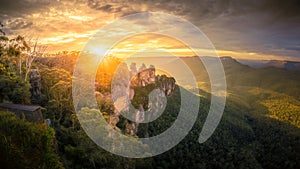 Three Sisters Blue Mountains Australia at sunrise photo