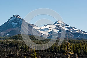 The Three Sisters in the Cascade Mountains of Oregon..