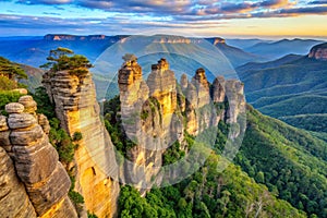 Three Sisters Cliff Range Blue Mountains, Katoomba, Australia photo