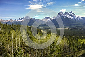 Three Sisters Mountain Range Canmore Bow Valley Alberta Foothills