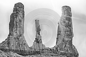 The Three Sisters rock formation, Monument Valley Navajo Tribal Park, USA