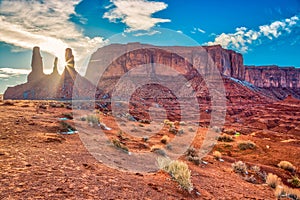 Three Sisters Sunset at Monument Valley