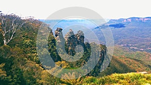 The Three Sisters and the Blue Mountains, Australia.