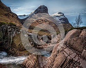 The Three Sisters in winter, Glencoe, Scotland