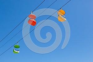 Three Sky Chairs on a Blue Sky Background