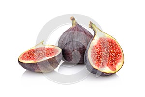 Three sliced figs isolated on white background