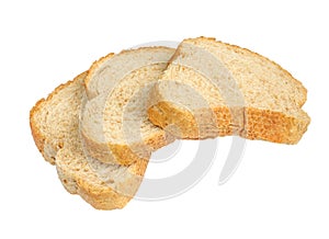 Three slices of bread isolated on white background