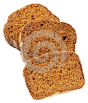 Three slices of bread on white background. Isolated