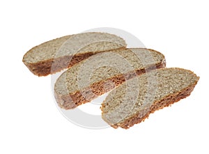 Three slices of dark bread