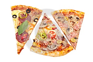 Three slices of pizza