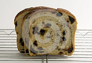 Three slices of raisin bread