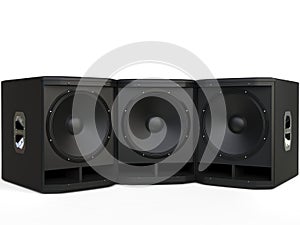 Three small subwoofer speakers photo