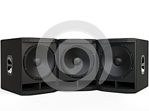 Three small subwoofer speakers