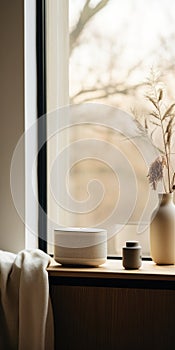 Soft And Dreamy Speaker And Vase In Serene Atmosphere photo