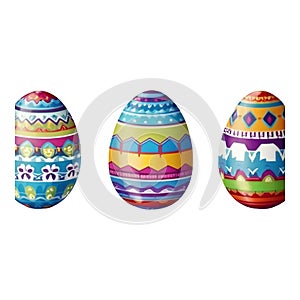 Three Small Colorful Decorated Easter Eggs in a Row painted egg decorated egg
