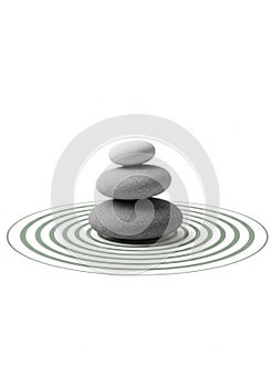 Three smooth, stacked stones form a balanced cairn on a flat