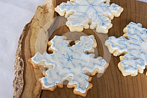 Three snowflake cookies