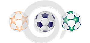 Three soccer ball vector illustration