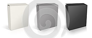 Three Software Boxes blank template white, grey and black for presentation layouts and design