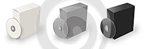 Three Software Boxes blank template white, grey and black for presentation layouts and design