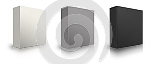 Three Software Boxes blank template white, grey and black for presentation layouts and design