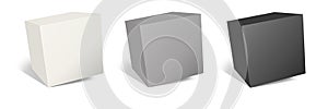 Three Software Boxes blank template white, grey and black for presentation layouts and design