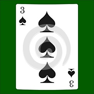 Three spades. Card suit icon vector, playing cards symbols vector
