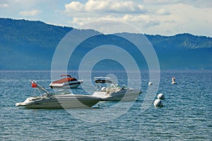 Three Speedboats on Lake Tahoe in California
