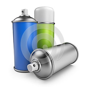 Three spray can. 3D icon isolated