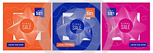 Three square sale banners for social media