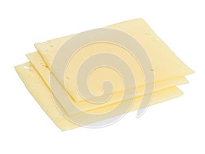 Three square slices of edam cheese