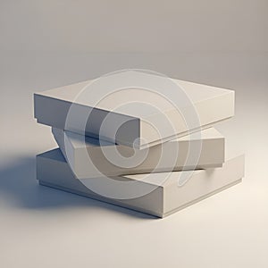 Three Stacked White Product Boxes on White Background