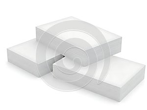 Three stacked white rectangular blocks