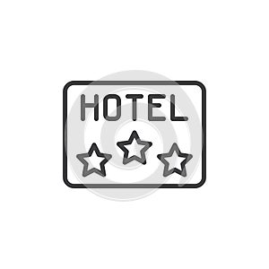 Three star Hotel apartment sign line icon