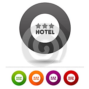 Three star Hotel icon. Travel symbol sign. Web Button.