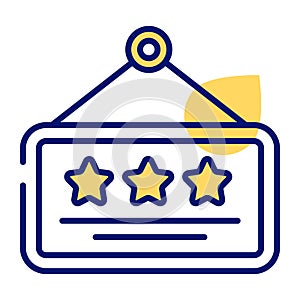 Three stars on hanging board vector, hotel ranking icon