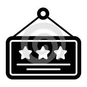 Three stars on hanging board vector, hotel ranking icon