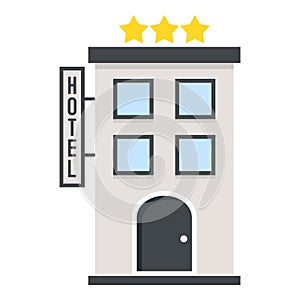 Three Stars Hotel Flat Icon Isolated on White