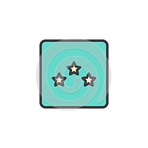 Three stars hotel rating filled outline icon