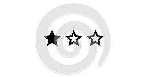 Three Stars Rating animation. Set of Stars. One Star Rating on White Background. Product Quality, Feedback, Customer