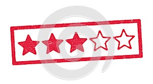 Three stars red ink stamp