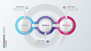 Three steps infographic process chart. 3 options vector template