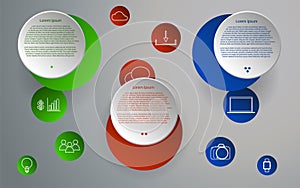 Three steps rounded infographics. Circular infographic.