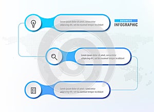 Three steps workflow. Infograph chart diagram. Timeline elements. Business concept infographic template. Vector